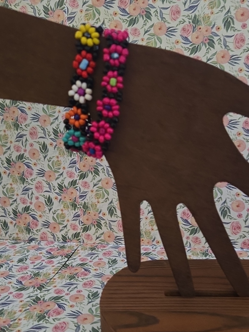 Handmade Beaded Flower Bracelet - Multicolor